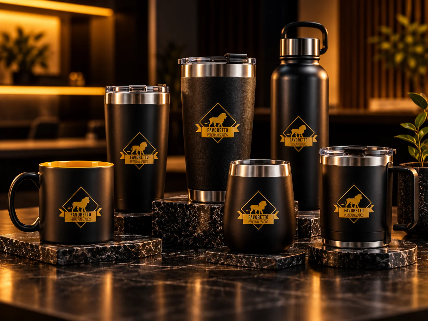 Canecas, copos e garrafas personalizados em inox